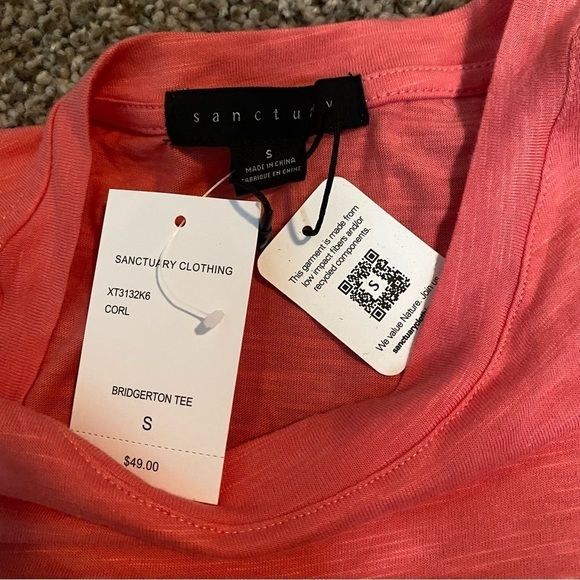 NWT Sanctuary Bridgerton Puff Sleeve Tee Coral in Sz S - Picture 7 of 13